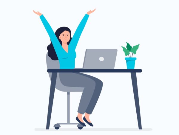 profissional feliz trabalhando