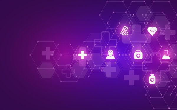 simbolos de cruzes que se unem com outros símbolos de produtos médicos