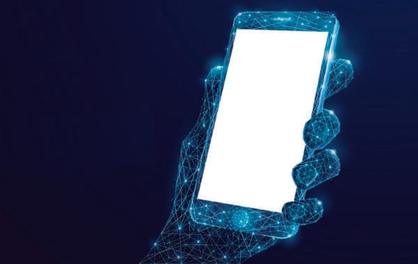 mao tecnologica segura celular smartphone para criacao de software