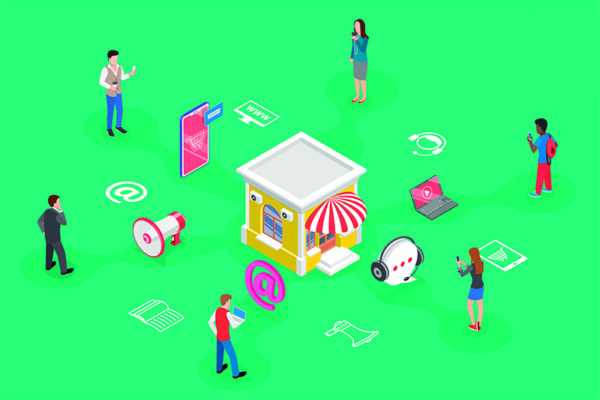 pessoas sendo atraídas por vários meios para o varejo físico