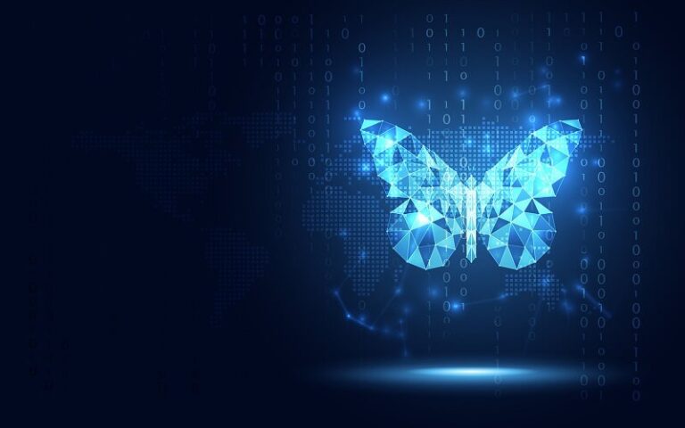 numeros binários se transformam em borboleta simbolizando transformacao digital