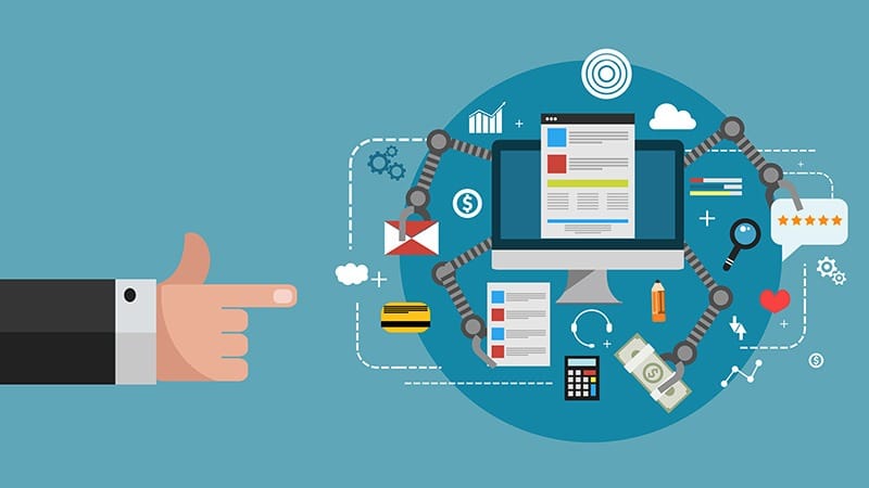 vários icones para exemplificar automatização de processos de vendas