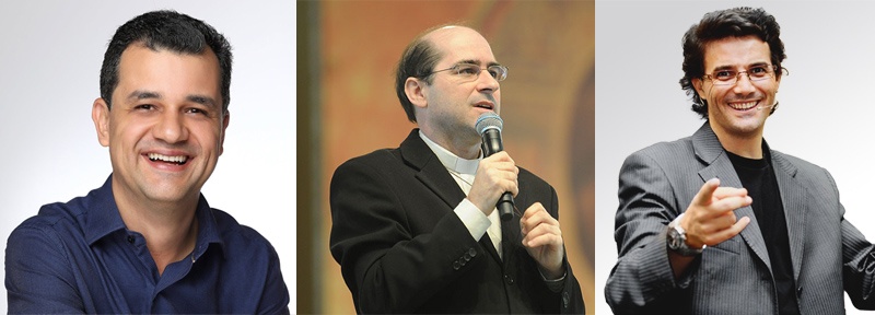 dalmir santanna, padre joaozinho e everton barnosa em Congresso de Empreendedores Católicos