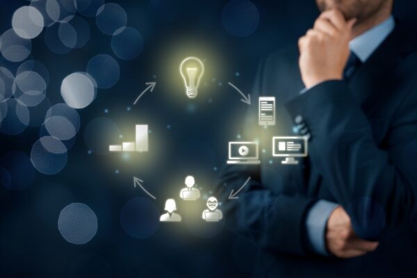 homem pensando estratégias para o varejo como um publisher